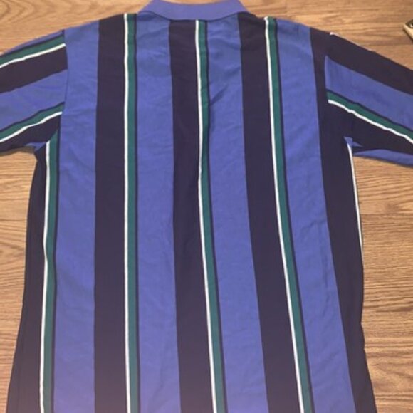 Penguin Club Men’s Short Sleeve Polo Large Blue Green Black Striped VTG Style - Picture 7 of 7